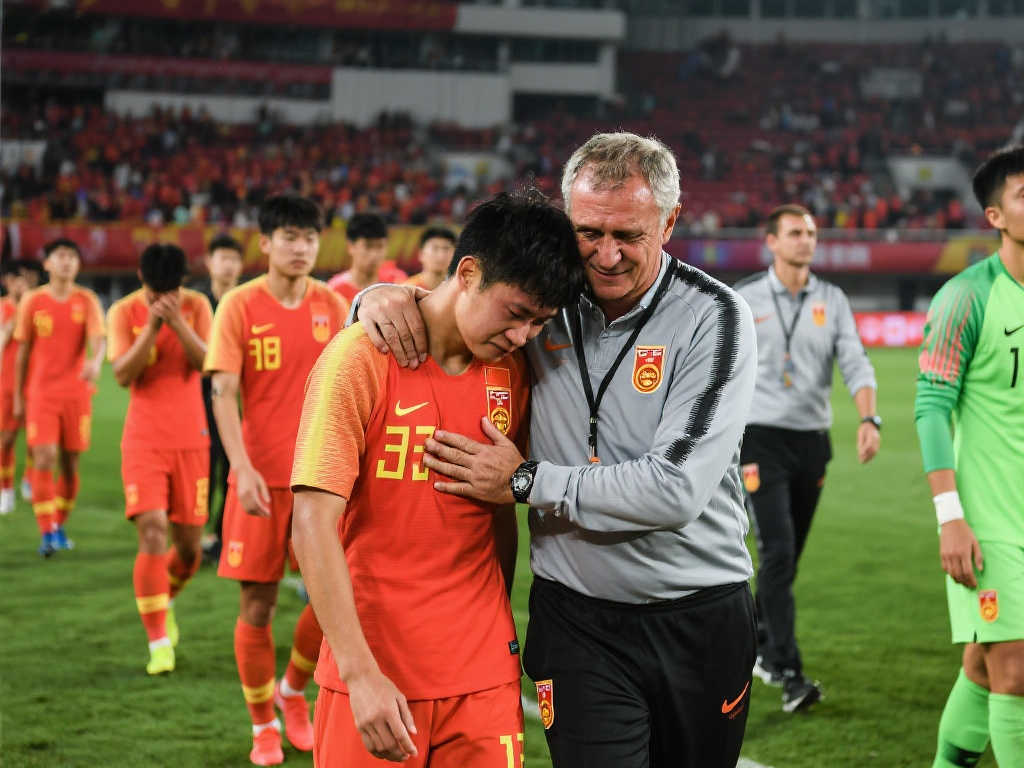 【赛场瞬间】国青队员谢场失落 久尔杰维奇暖心鼓励 【赛场瞬间】国青队员谢场失落 久尔杰维奇暖心鼓励